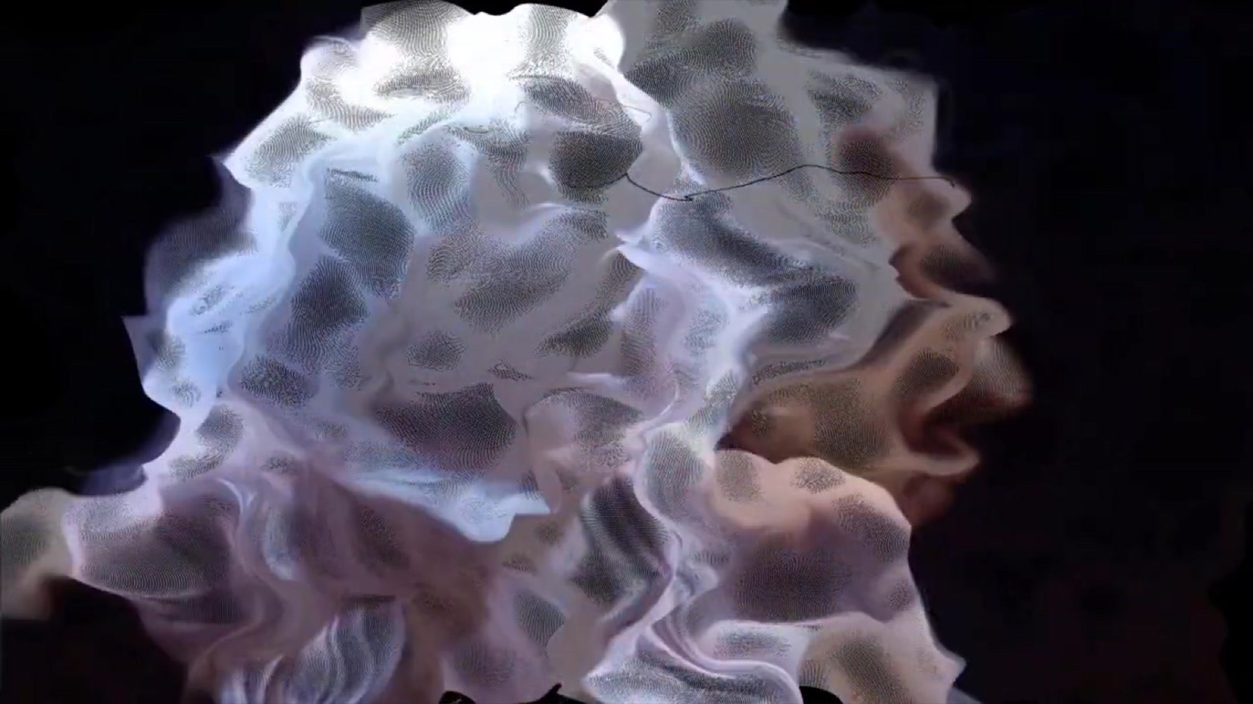 Continuum — a filmed body rendered as a dissolving point-cloud form.
