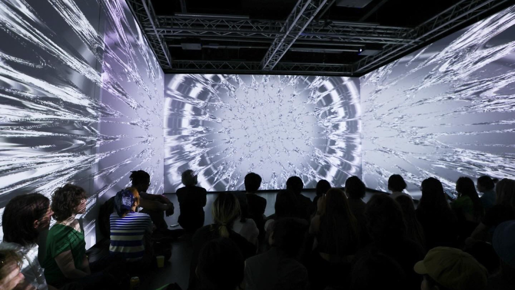 Hutan Plastik — multichannel diffusion room, wrap-around projection.